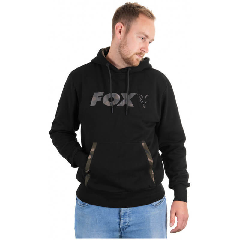 sweat print hoody noir et camo fox