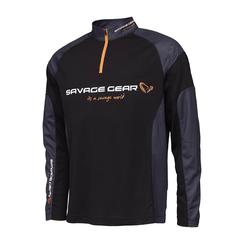 T-shirt à manche longue Tournament Shirt demi-zip noir - SAVAGE GEAR