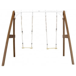 Balançoire double en bois Marron et Blanche - AXI