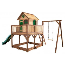 Cabane en bois Liam avec balançoire simple - Vert - AXI