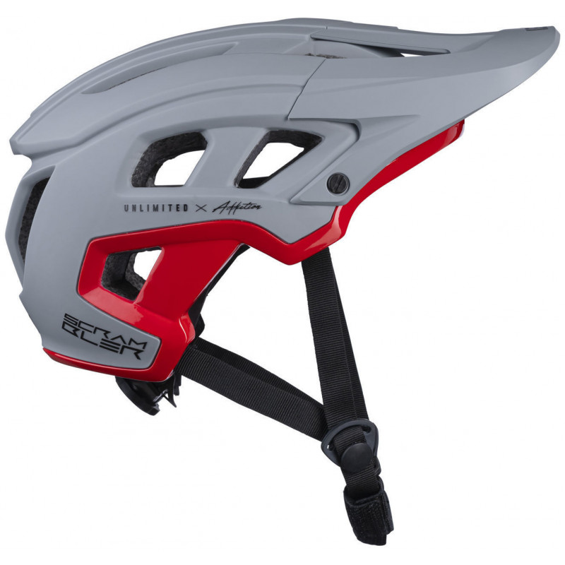 casque scrambler gris/rouge