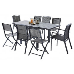 Ensemble Modulo Full Alu Table 4/8 places + 4 Fauteuils + 4 Chaises pliantes