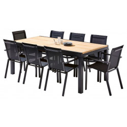 Ensemble Bali Teck Table 8/12 places + 8 Fauteuils