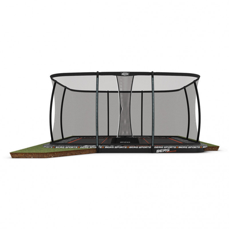 trampoline ultim pro bouncer flatground 5x5 + filet de sécurité