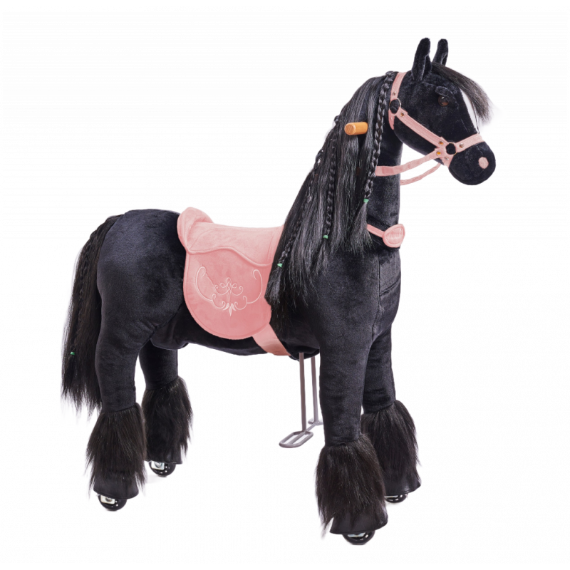 cheval à roulettes ebony m avec selle rose