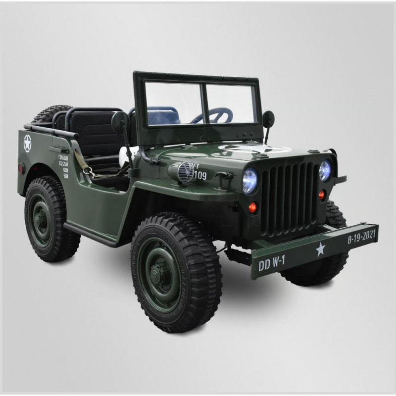 voiture enfant jeep willys 3 places vert