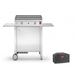 Plancha Inox Chef 55 Lisse + Chariot fermé + Housse de protection - PLANET