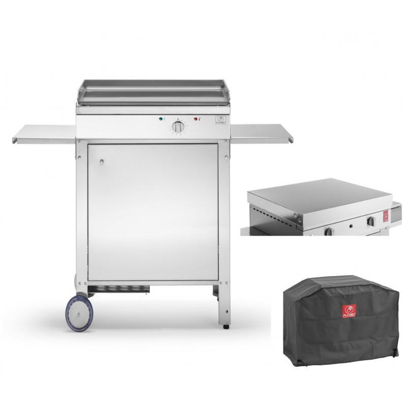 plancha chef 55 lisse + chariot + couvercle + housse