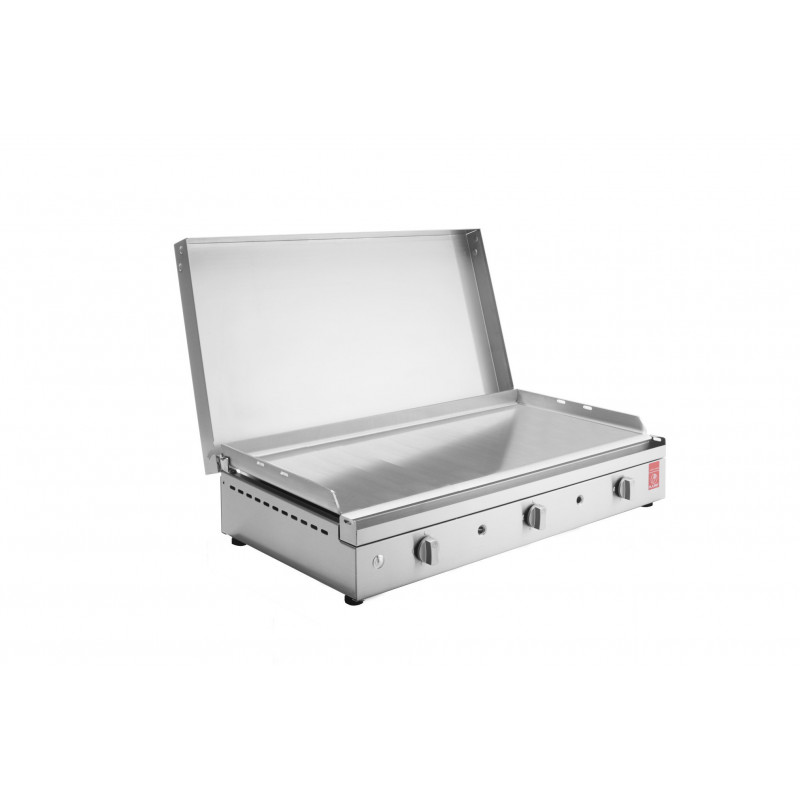 plancha inox chef 80 lisse + couvercle