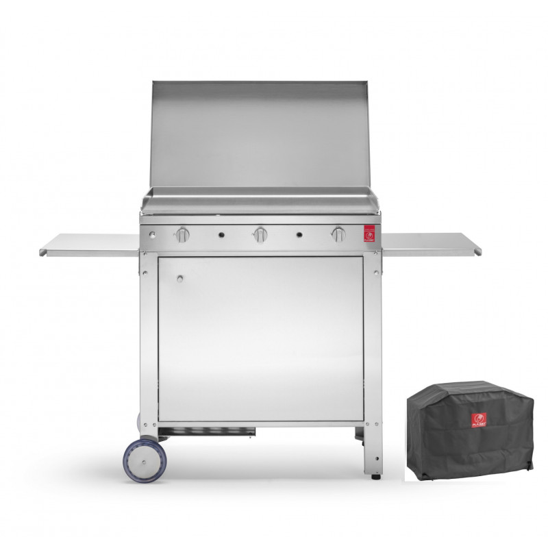 plancha inox chef 80 + chariot + couvercle + housse