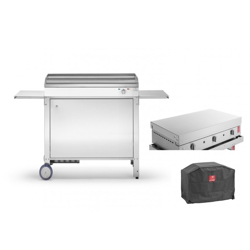 plancha chef 80 elec lisse + chariot + couvercle + housse