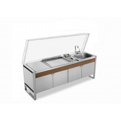 Table Oasi 205C + Plancha Oasi 55 Lisse + Friteuse + Evier/Mitigeur - PLANET