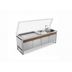 Table Oasi 205C + Plancha Oasi 80 Lisse + Evier/Mitigeur + Feu Gaz - PLANET