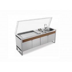 Table Oasi 205C + Plancha Oasi 80 Lisse + Evier/Mitigeur + Friteuse - PLANET