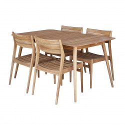 Ensemble en Teck Massif Naples - Table 4/6 places + 4 Chaises - WILSA
