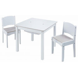 Ensemble table créative et 2 chaises blanches