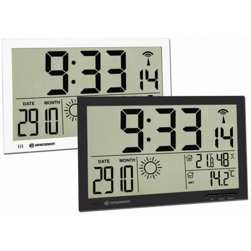 Horloge murale météo Jumbo LCD noir et blanche