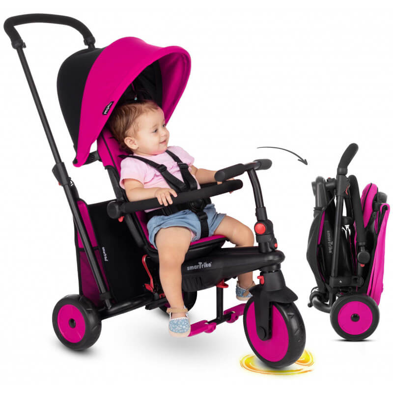 Tricycle évolutif et pliable STR3 6 en 1 rose