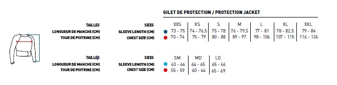 guide de taille shot